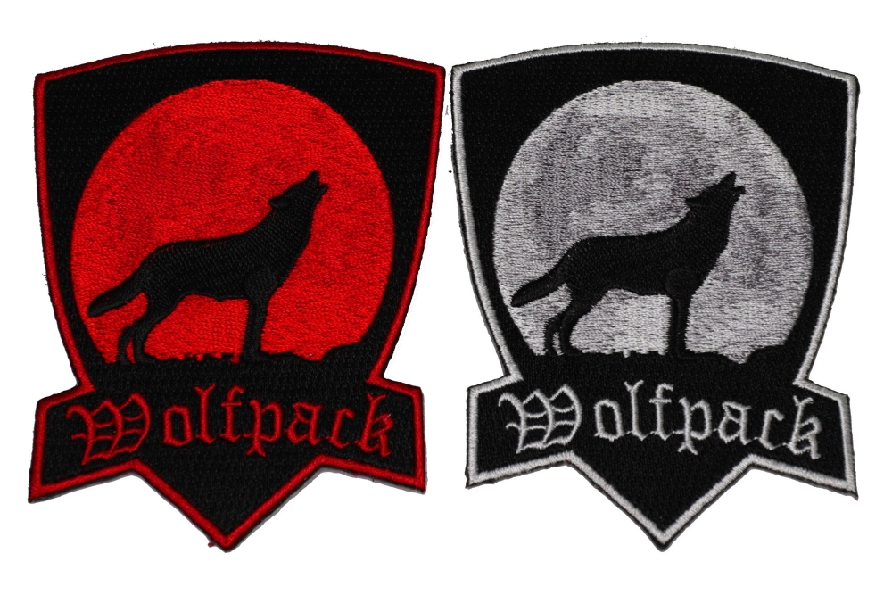 Wolfpack Patch White and Red Embroidery Over Black 2 Patches