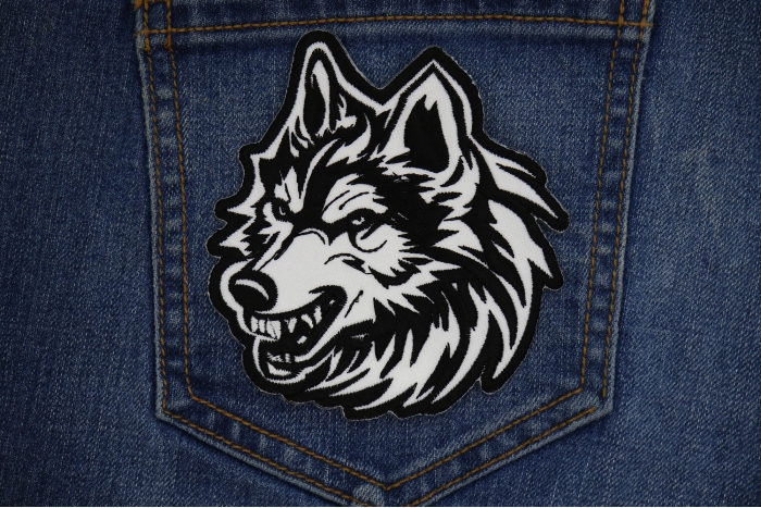 Tribal Wolf Decal Patch shown on jeans