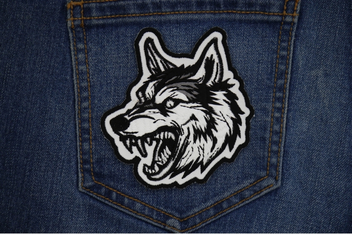 Vicious Tribal Wolf Patch shown on jeans