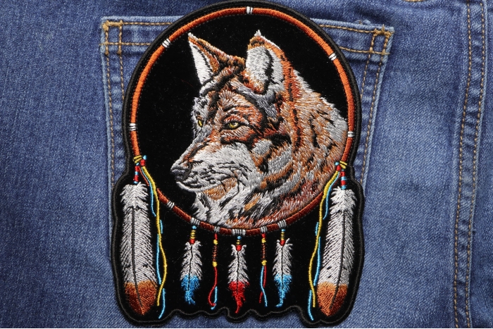Wolf Patch shown on jeans