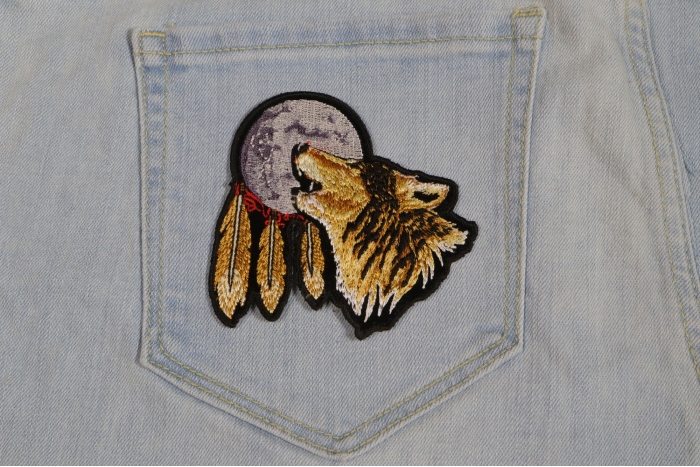 Wolf Moon Small Patch shown on jeans