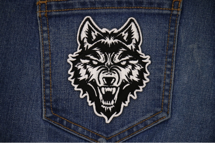 Wolf Stare Patch shown on jeans
