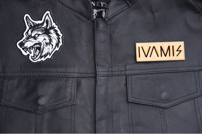 Vicious Tribal Wolf Patch shown on leather vest
