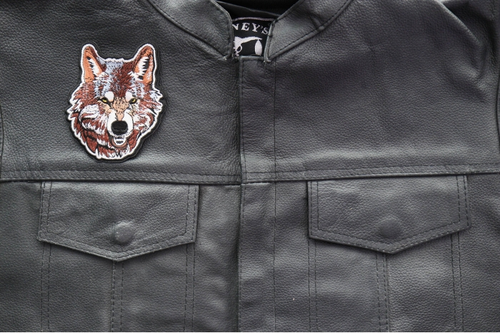 Wolf Patch shown on leather vest