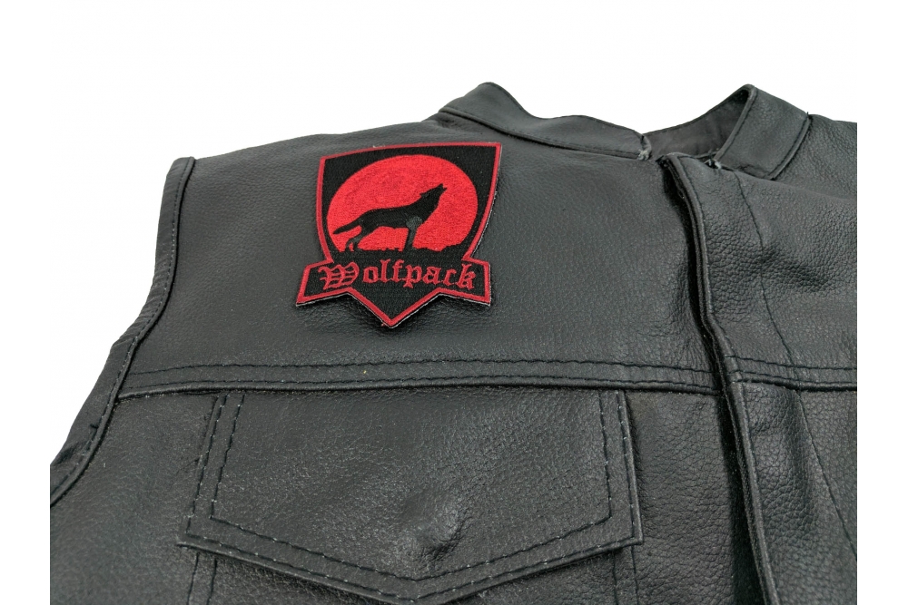Wolfpack Patch In Red With Howling Moon | Wolf Patches -TheCheapPlace