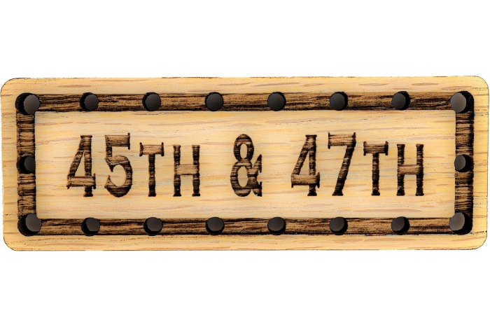 45th and 47th Solid Oak Laser Engraved Wooden Patch