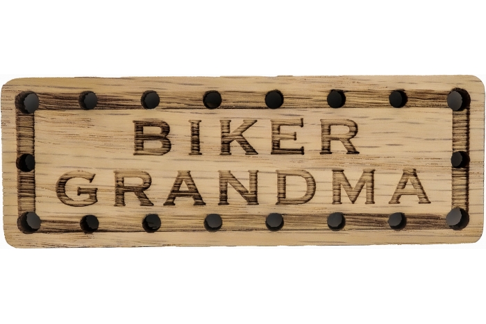 Biker Grandma Oak Wood Patch