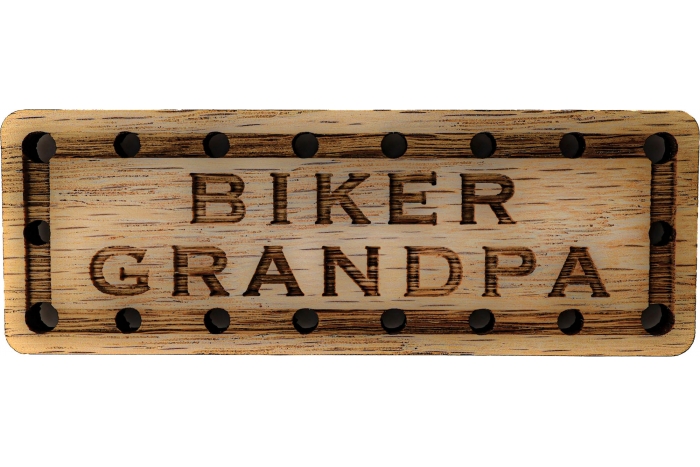 Biker Grandpa Oak Wood Patch