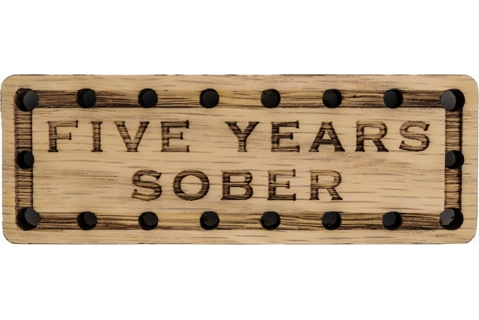 Five Years Sober Oak Wood Patch