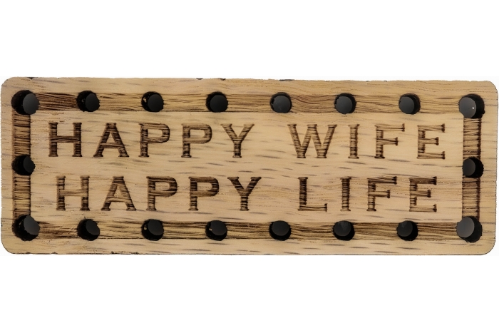 Happy Wife Happy Life Oak Wood Patch