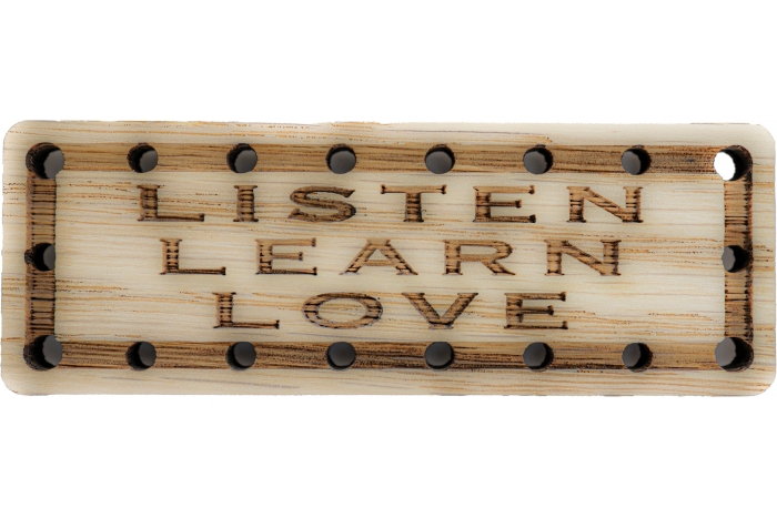 Listen Learn Love Wood Oak Patch