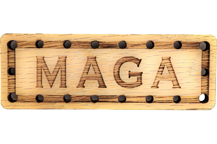 MAGA Solid Oak Laser Engraved Wooden Patch