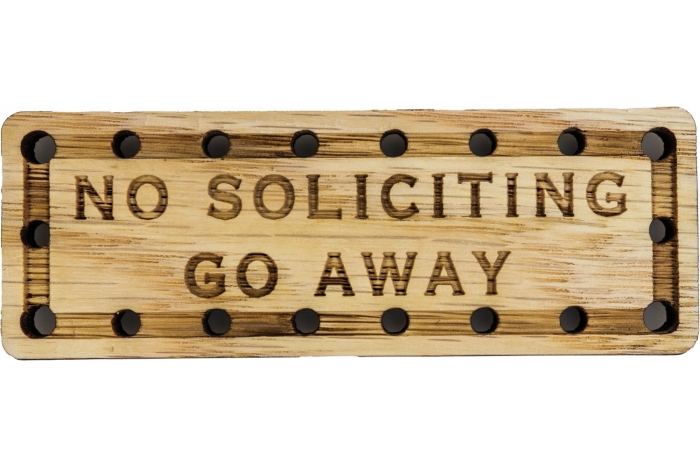 No Soliciting Go Away Oak Wood Patch