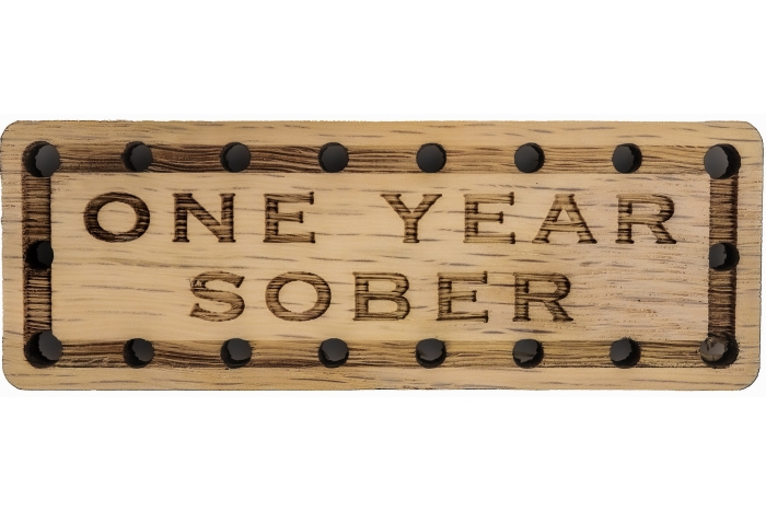 One Year Sober Oak Wood Patch
