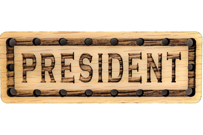 President Solid Oak Laser Engraved Wooden Patch