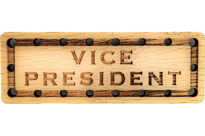 Vice President Solid Oak Laser Engraved Wooden Patch