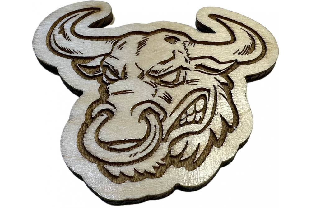 Angry Bull with Nose Ring Wood Decor