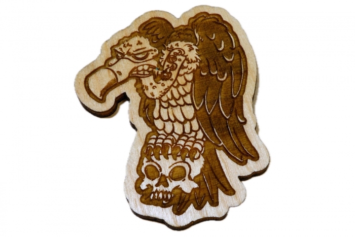 Buzzard Vulture on Skull Wood Decor