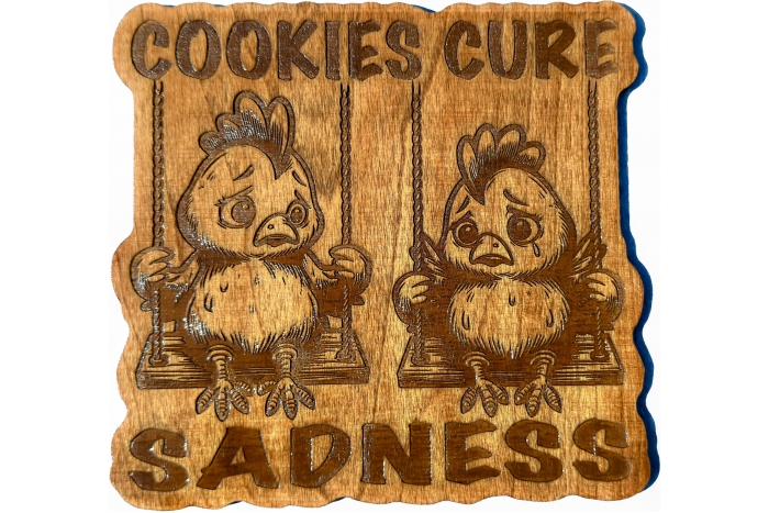 Cookies Cure Sadness Chicks on Swings Wood Wall Decor