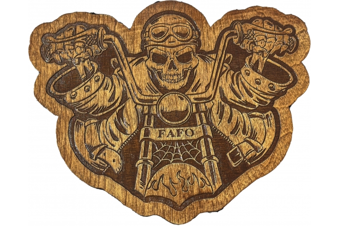 FAFO Biker Skull Wood Sign
