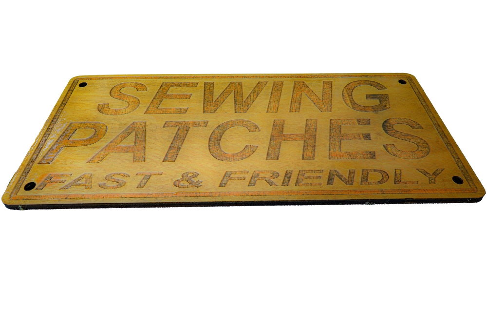 Sewing Patches Wood Sign