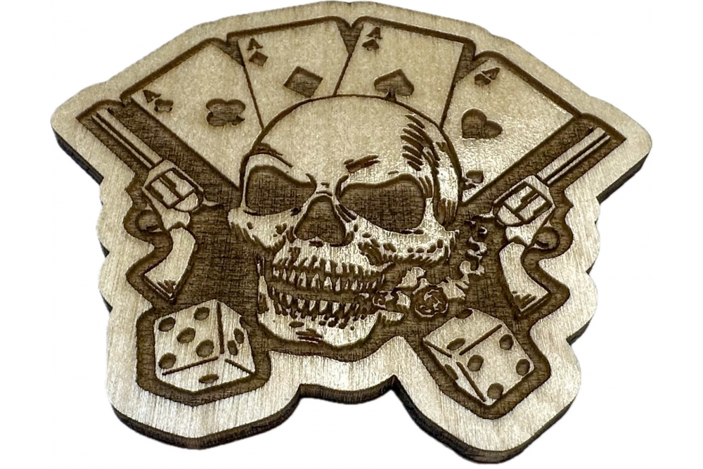 Skull and 4 Aces Wood Decor