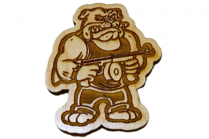 Tommy Gun Bulldog Wood Decor