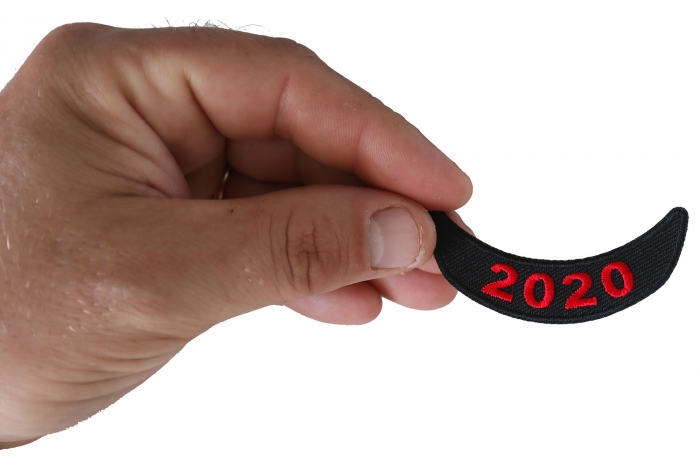 2020 Lower Red Rocker Patch shown on hand for size comparison