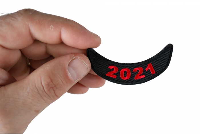 2021 Year Rocker Patch Lower Red shown on hand for size comparison