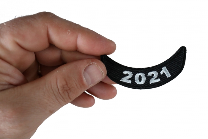 2021 Year Rocker Patch Lower White shown on hand for size comparison