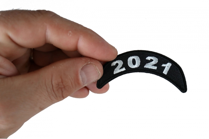 2021 Year Rocker Patch Upper White shown on hand for size comparison