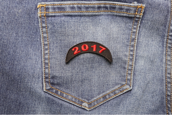 2017 Red Upper Rocker Patch shown on jeans