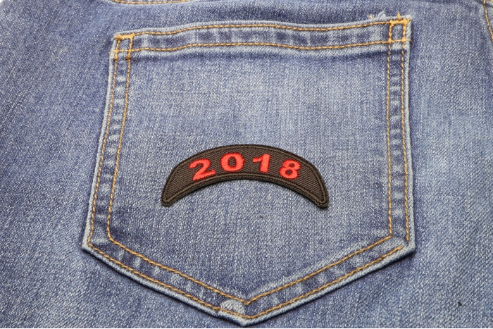 2018 Black and Red Rocker Patch shown on jeans
