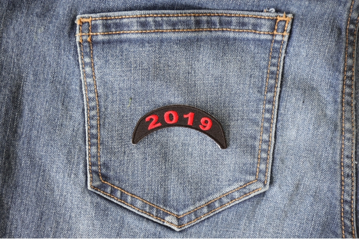 2019 Upper Rocker Red Patch shown on jeans