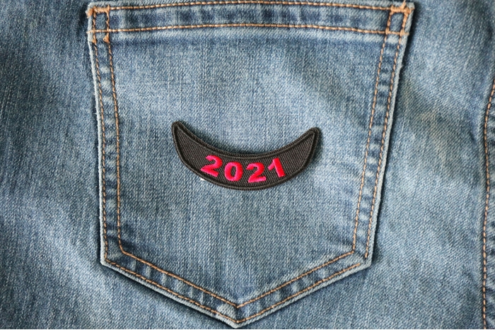 2021 Year Rocker Patch Lower Red shown on jeans