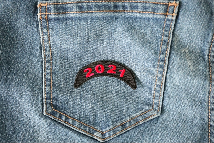 2021 Year Rocker Patch Upper Red shown on jeans
