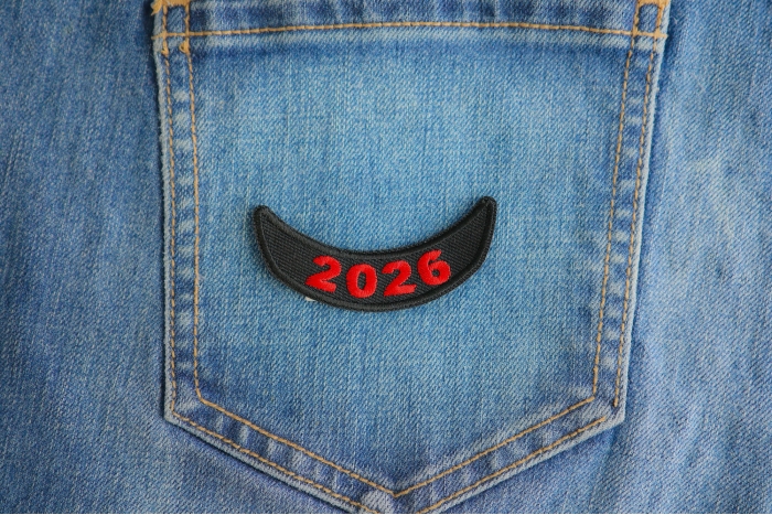 2026 Lower Rocker Red Year Patch shown on jeans