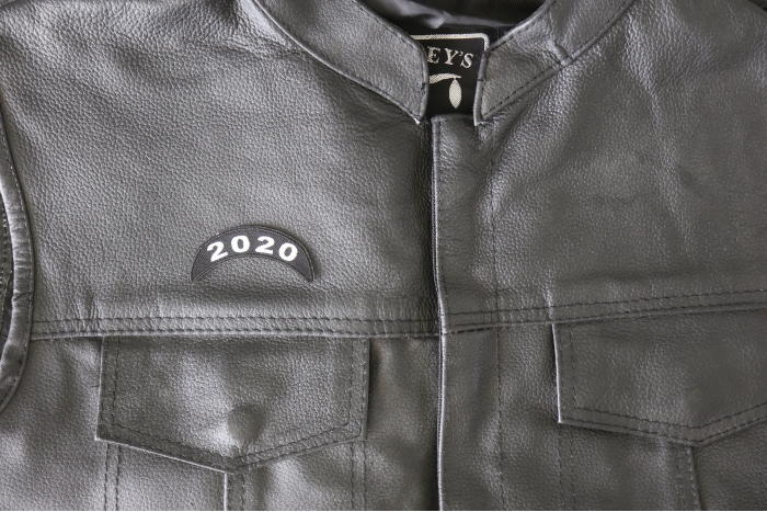 2020 Upper White Rocker Patch - 2.5x1 inch - Embroidered Iron on Patch shown on leather vest