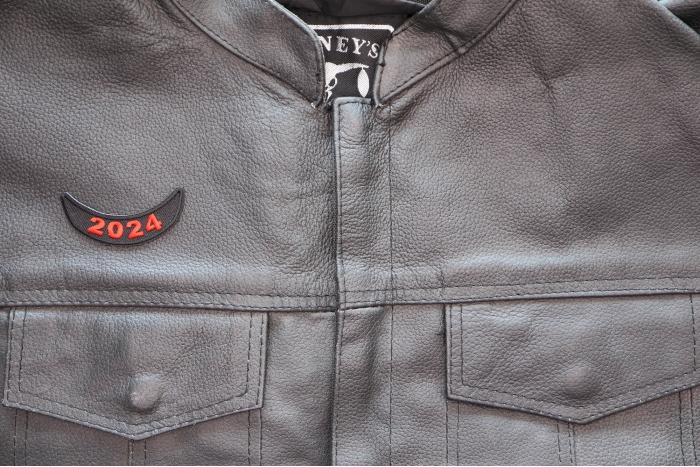 2024 Patch Lower Rocker Red shown on leather vest