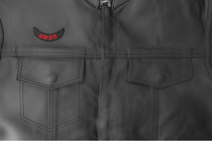 2025 Patch Lower Rocker Red shown on leather vest