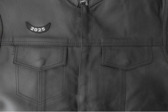 2025 Patch Lower Rocker White shown on leather vest