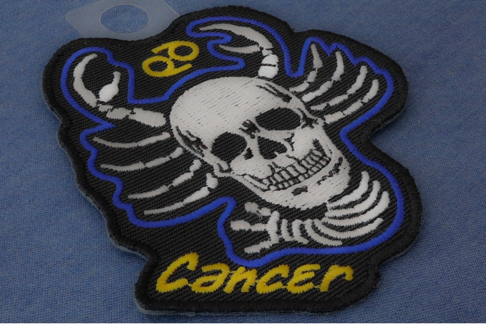 Cancer Skull Zodiac Sign Patch diagonal view