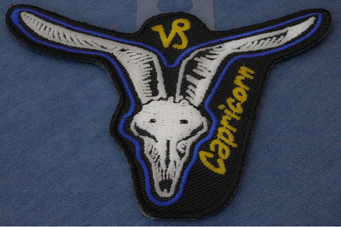 Capricorn Skull Zodiac Sign Patch diagonal view