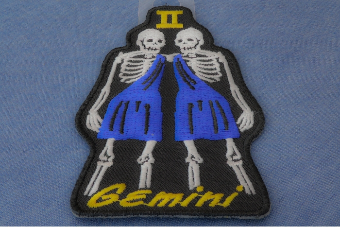 Gemini Skull Zodiac Sign Patch diagonal view