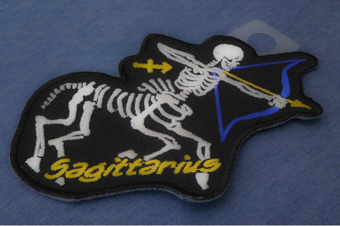 Sagittarius Skull Zodiac Sign Patch diagonal view