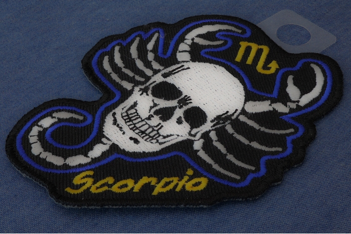 Scorpio Skull Zodiac Sign Patch diagonal view