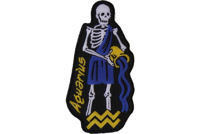 Aquarius Skull Zodiac Sign Patch