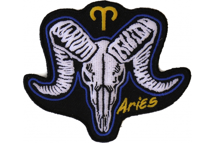 Aries Skull Zodiac Sign Patch