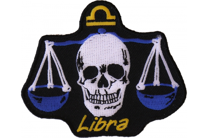Libra Skull Zodiac Sign Patch