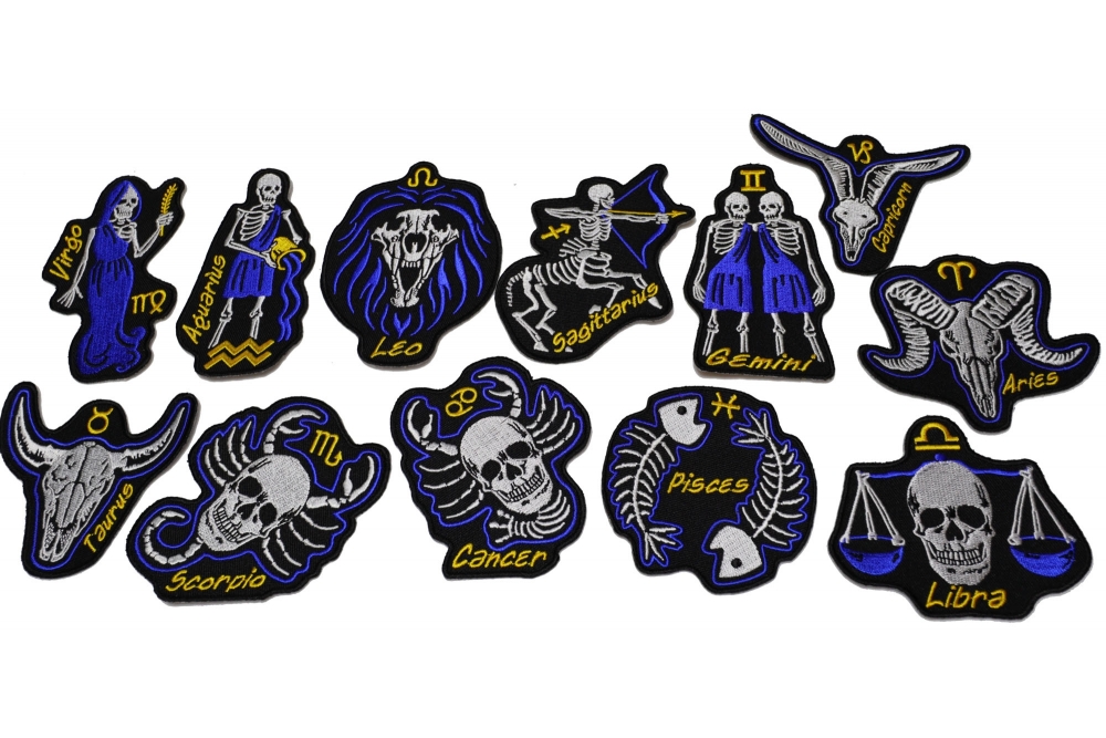 Skulls Collection of Zodiac Sign Patches